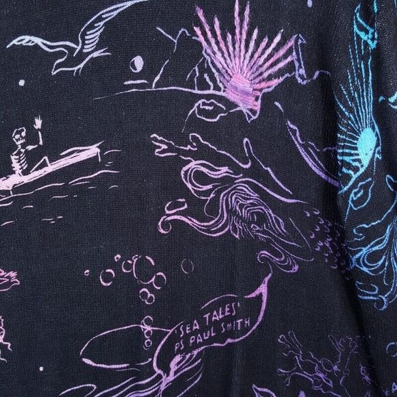 PAUL SMITH Sweater Mens Large Faded Black Pullover Crew Sea Tales Galaxy $275 - Picture 2 of 9